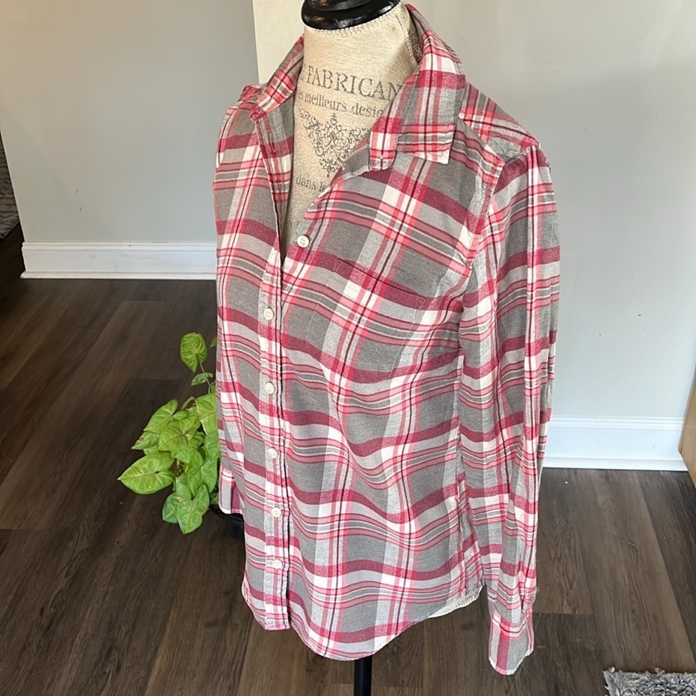 J.Crew Mercantile extra small classic plaid flannel shirt - Picture 3 of 6